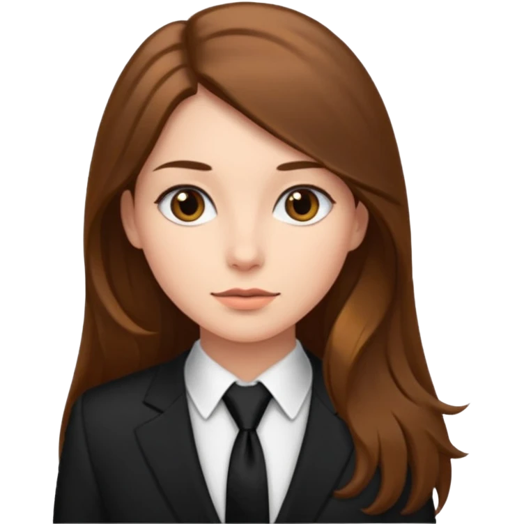 long haired woman with tie emoji