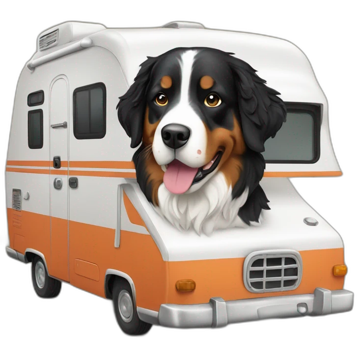 bernese mountaind dog in a camper emoji