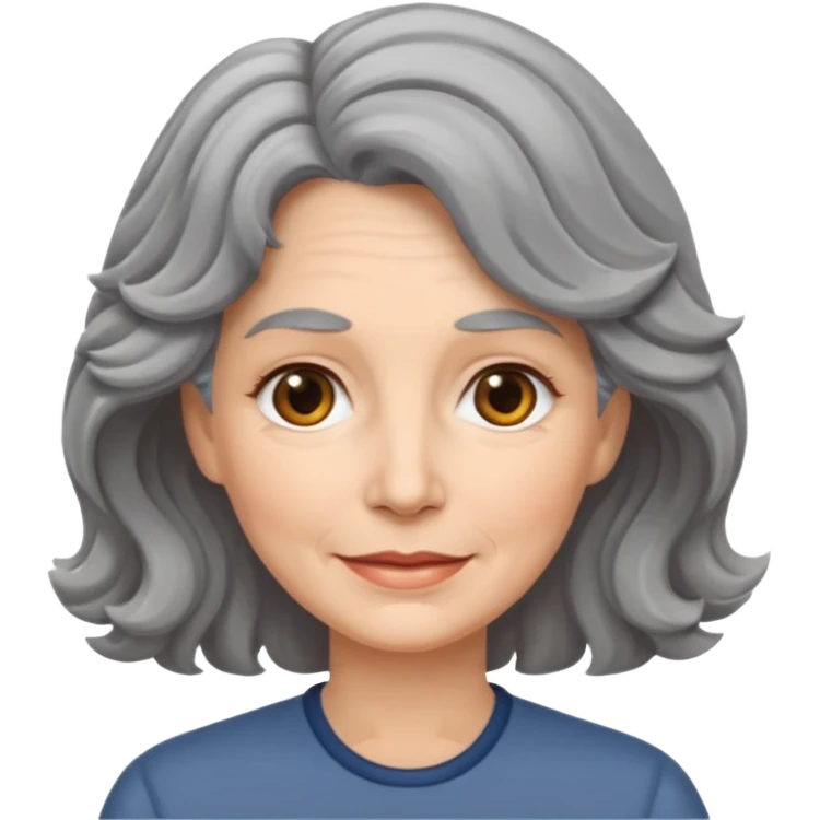 Femme 53 ans cheveux gris ondulés  emoji