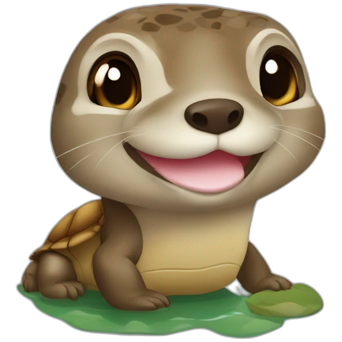 Loutre sur une tortue emoji