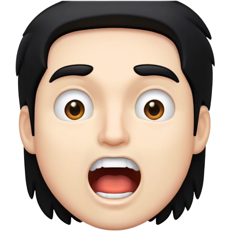 Mouth of white guy with black hair open emoji