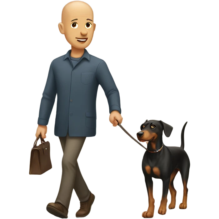 Bald man walking a Doberman  emoji