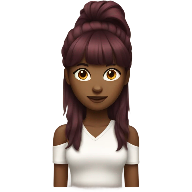 black girl with dark red hair and bangs  emoji