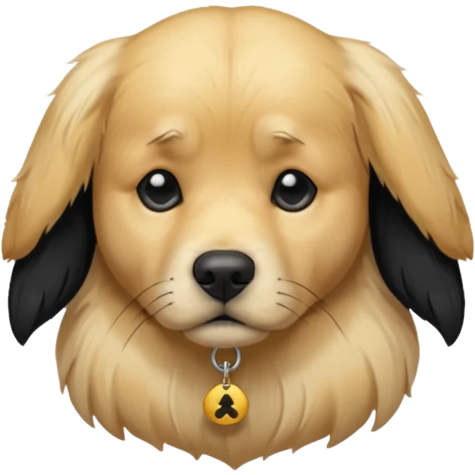 Sad golden retriever dog, depressed, emo, wearing goth accessories emoji