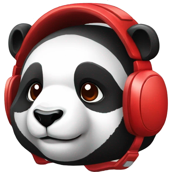 Panda red casque gaming emoji