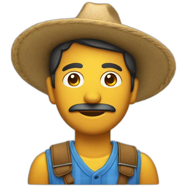 Un campesino con sombrero y una cámara  emoji