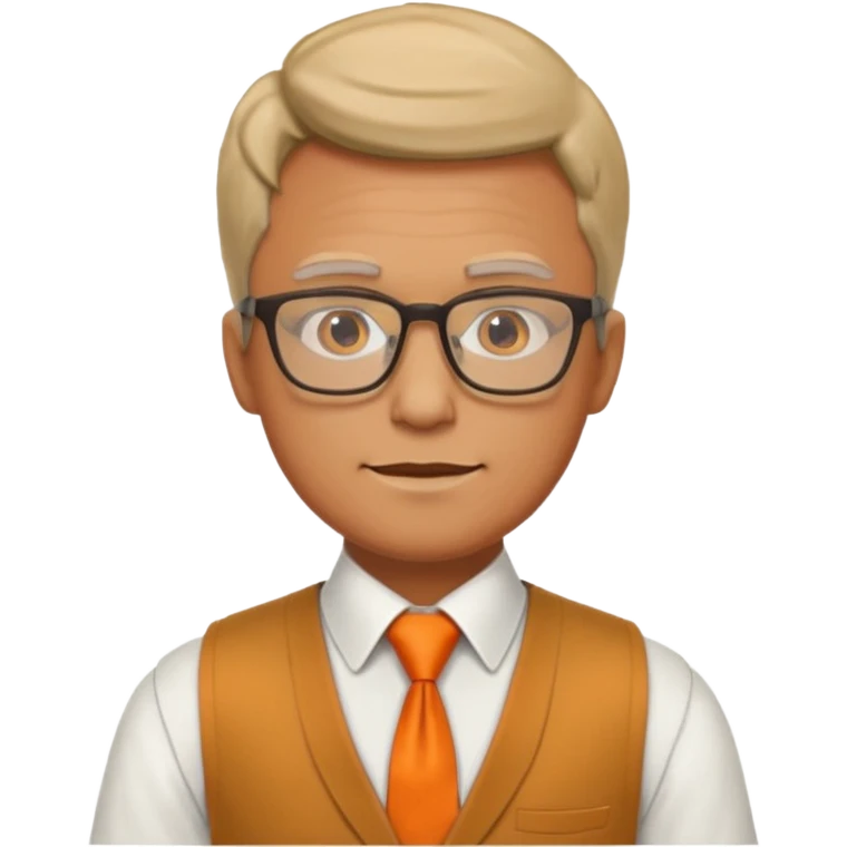 man in vest with orange tie, wearing glasses emoji