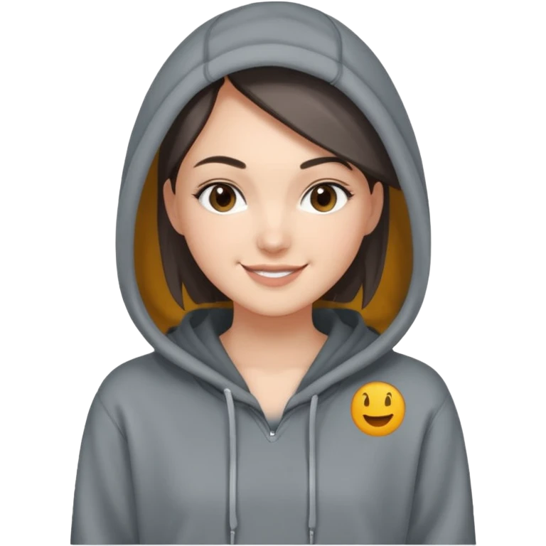 Sasha Gray in gray oversized hoodie full height emoji