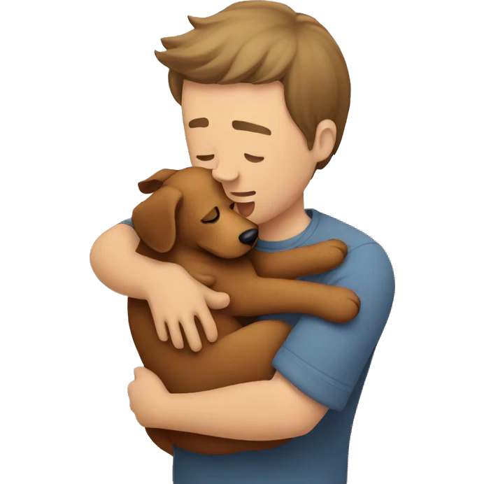 Man hugging dug emoji