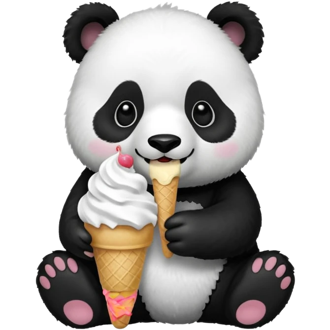 Panda eating ice cream emoji
