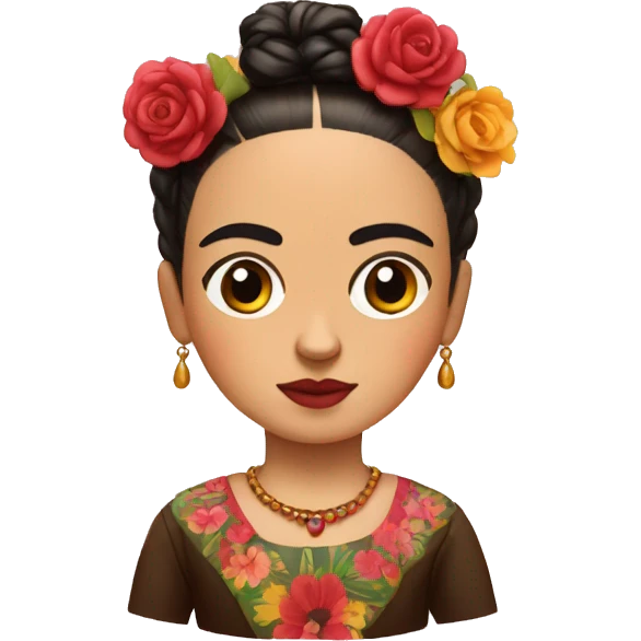 full body frida kahlo unibrow kid with paintbrush emoji