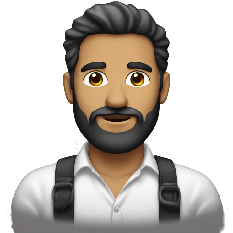 hombre blanco con barba negra copete y con nariz repingada emoji