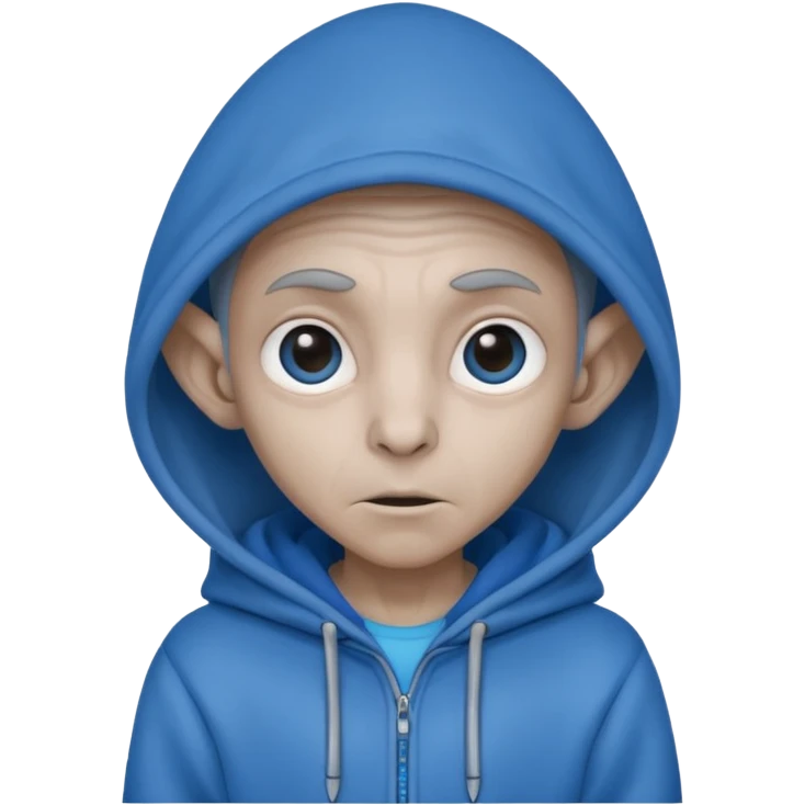Aliens gray skin, blue hoodie, long big ears emoji