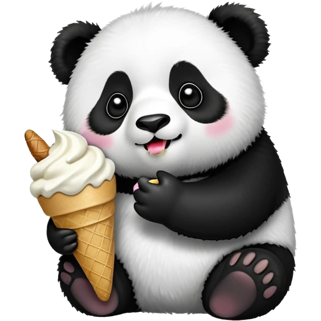 Panda eating ice cream se  emoji