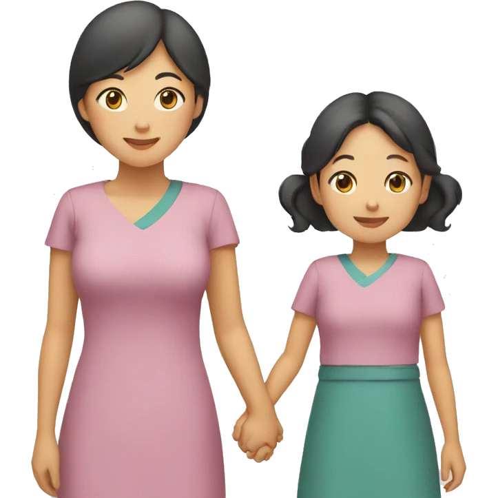 asian mother and daughter holding hands emoji
