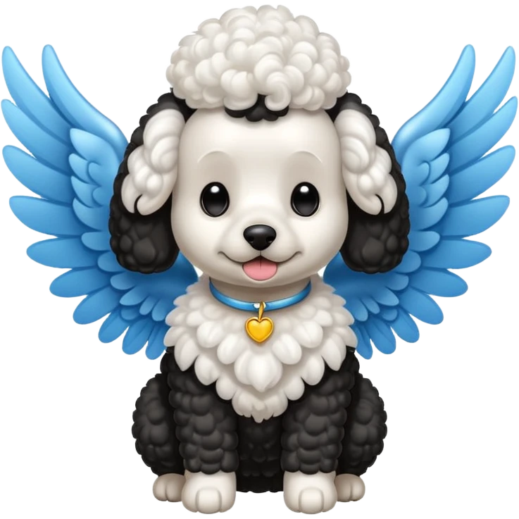 Perro french poodle mini blanco con Alas emoji