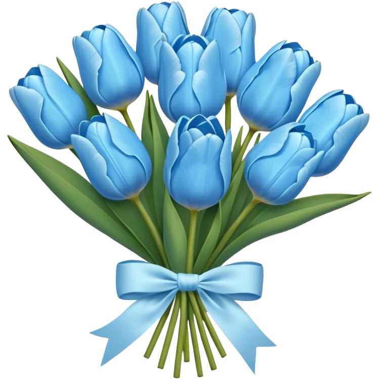 sky blue tulip bouquet with bow emoji