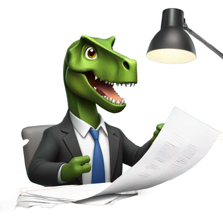 office dinosaur with paper emoji