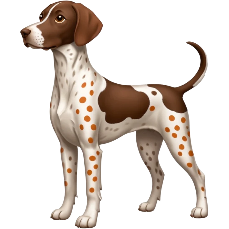 white and orange spotted german short haired pointer no tail emoji