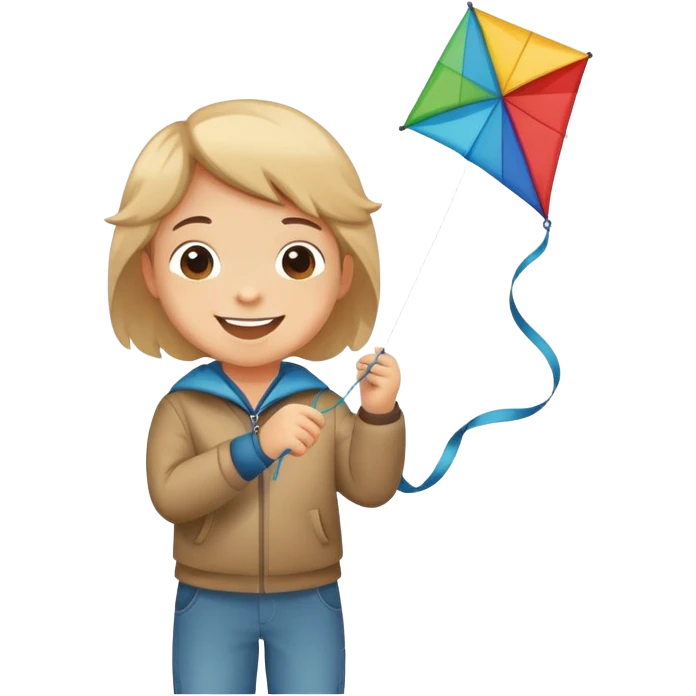 child holding a kite string with kite in the air emoji