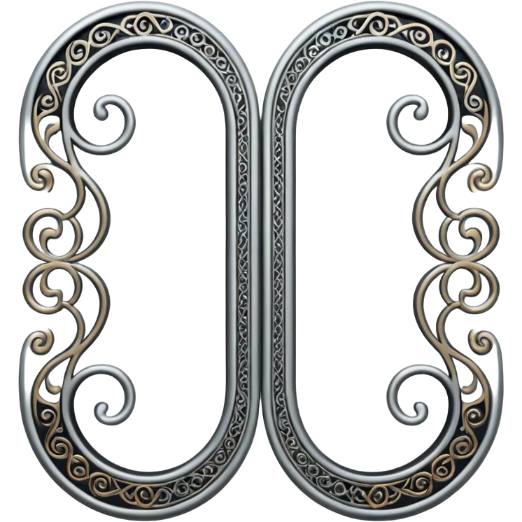Black and silver filigree page divider, 3D, extremely detailed design emoji