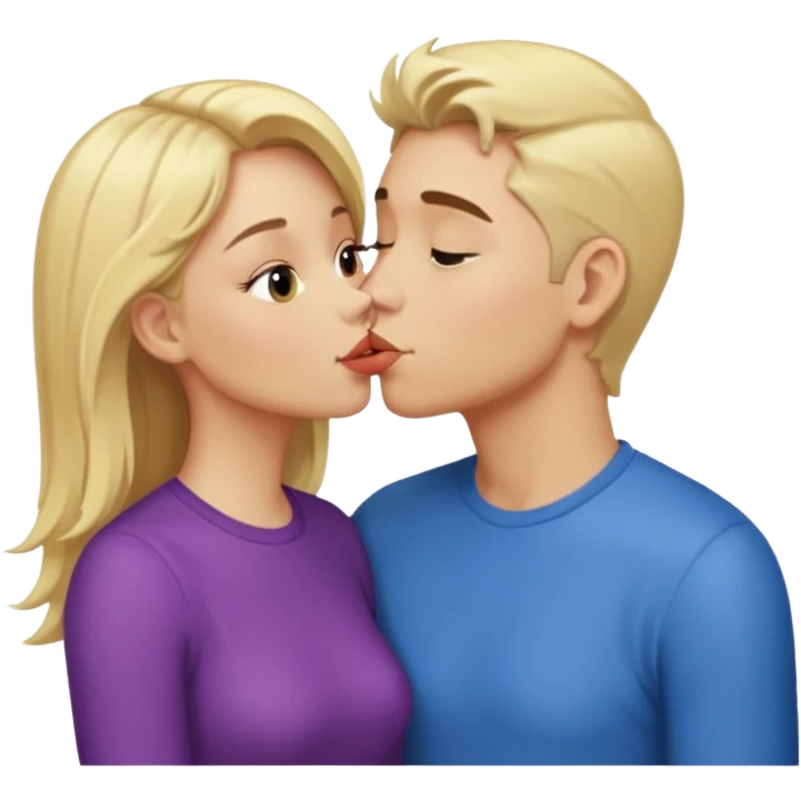 blonde girl and gay guy kissing emoji