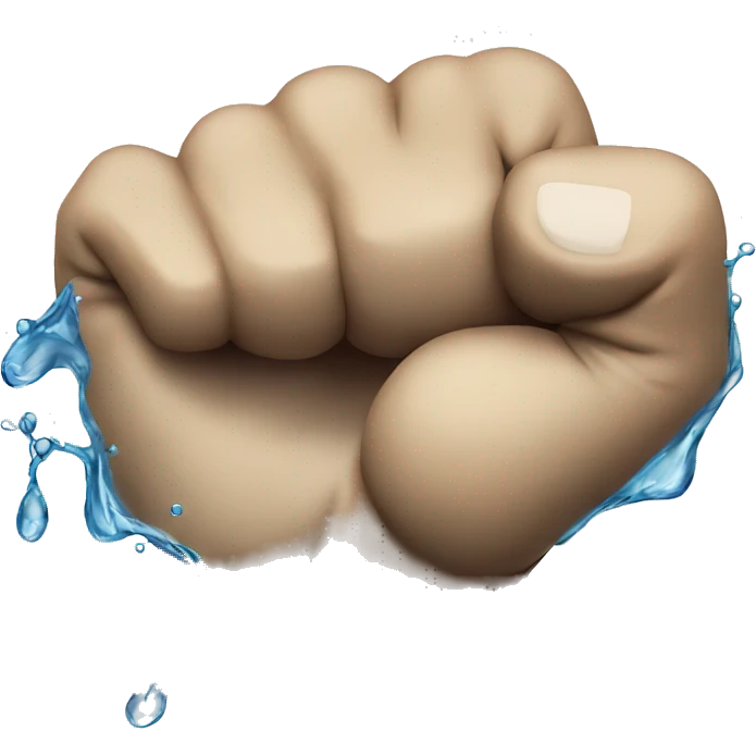 a fist with water next to it emoji