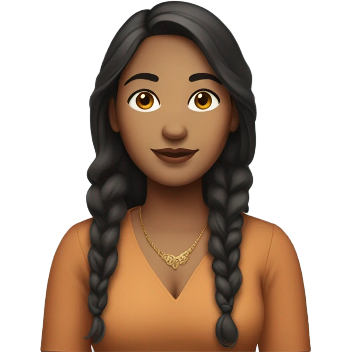 indian woman with light skin and dark hair with a middle part. she is curvy and has a freckle on her cheek emoji