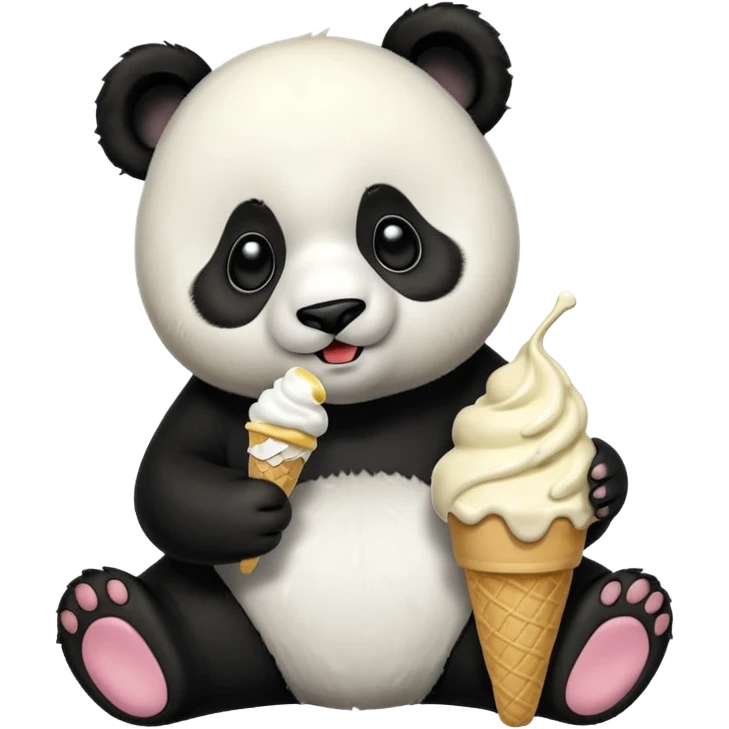 Panda eating ice cream emoji