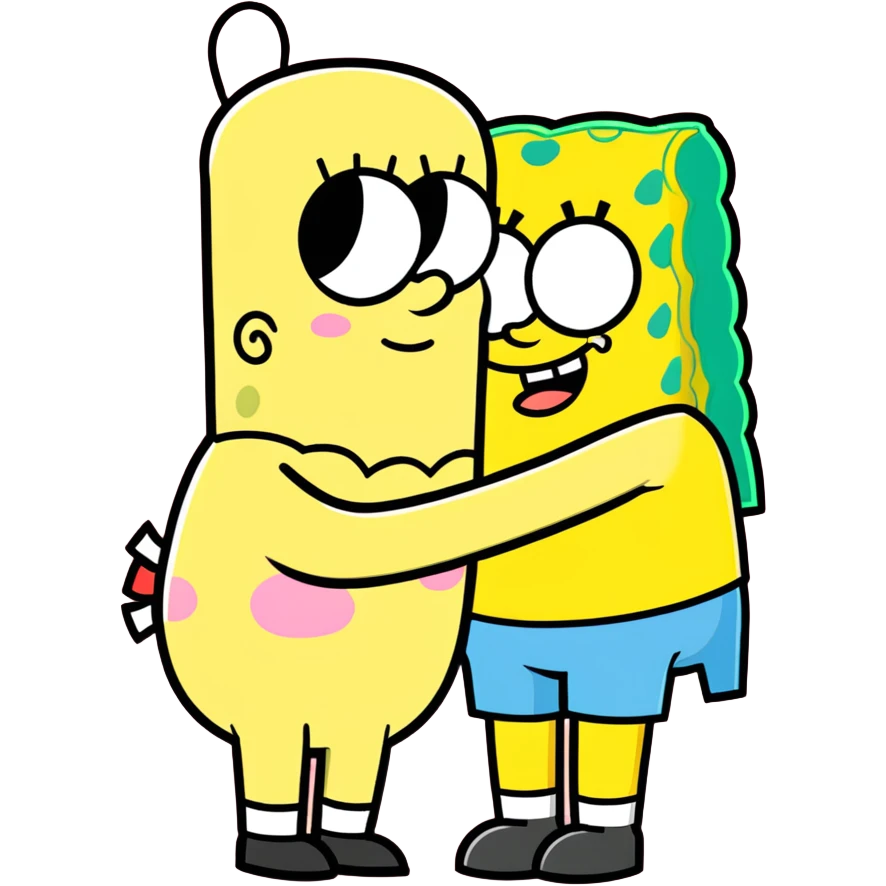 Sponge bob hugging Patrick  emoji