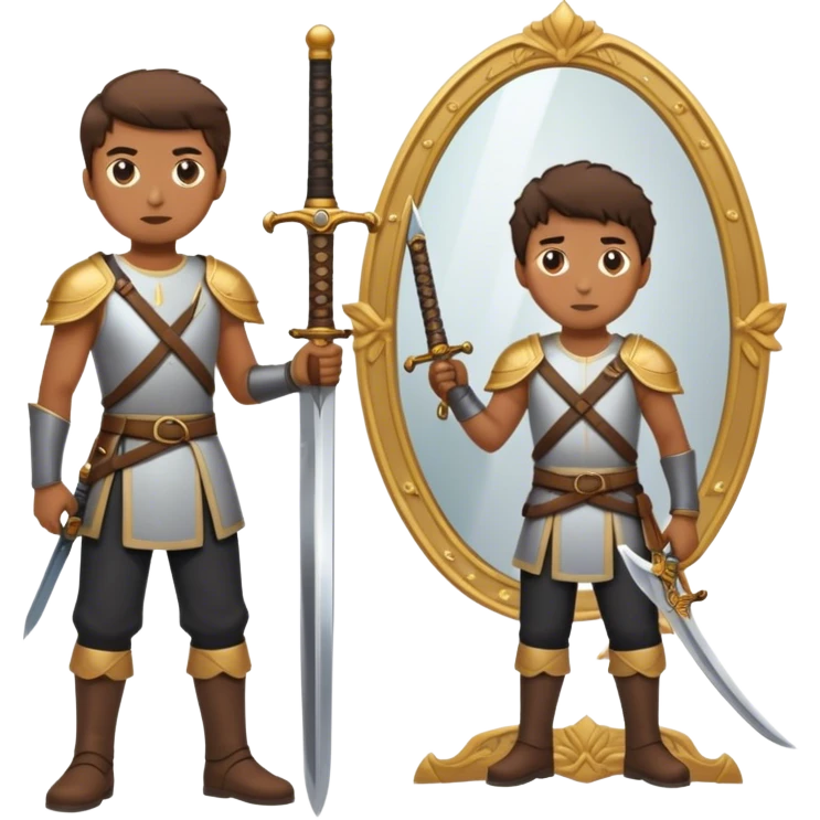 the sword on the floor and a mirror person emoji