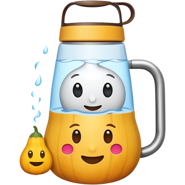 set: thermal water bottle, stainless steel cup and tereré gourd inside the cup, emoji style emoji
