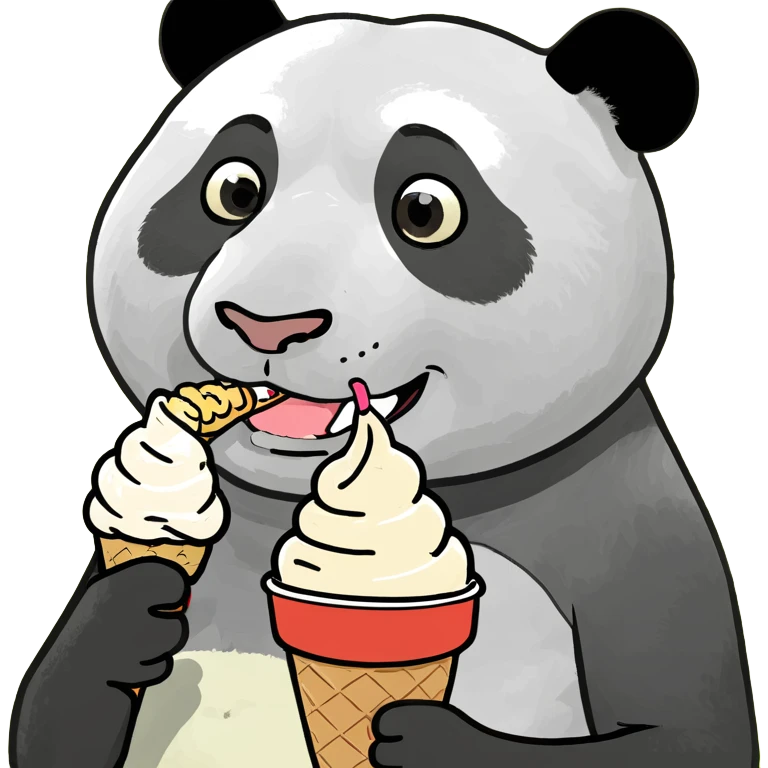 Panda eating ice cream emoji