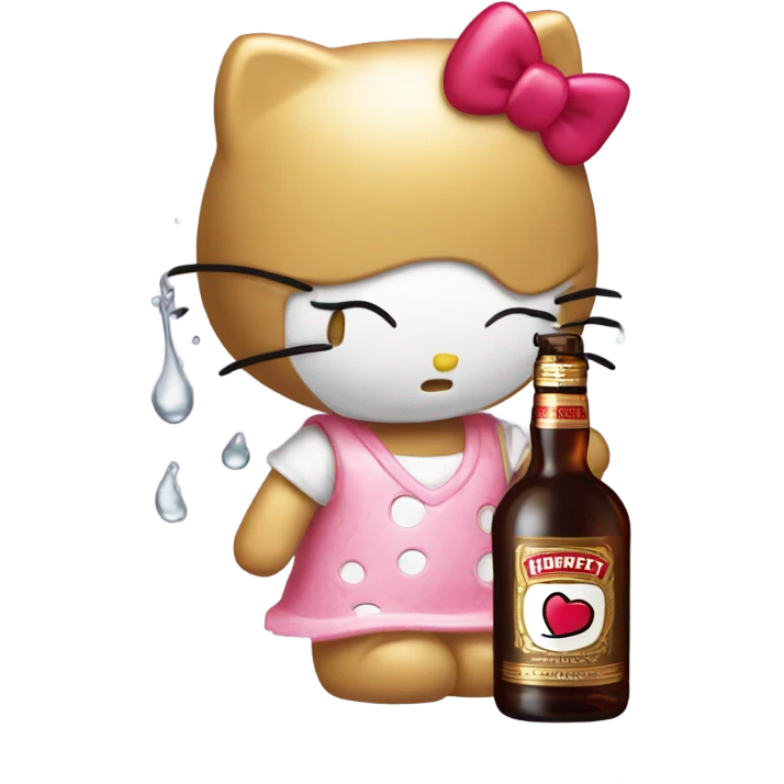 Hello kitty crying tears holding Hennessy bottle😭  emoji
