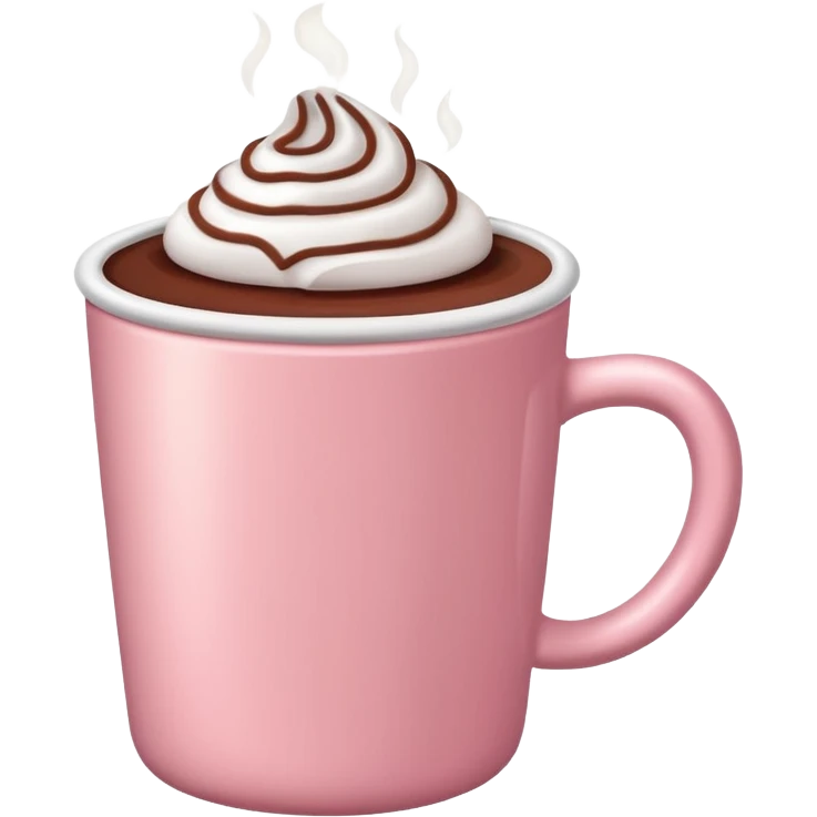 a regular light pink cup with hot chocolate in it, no designs emoji