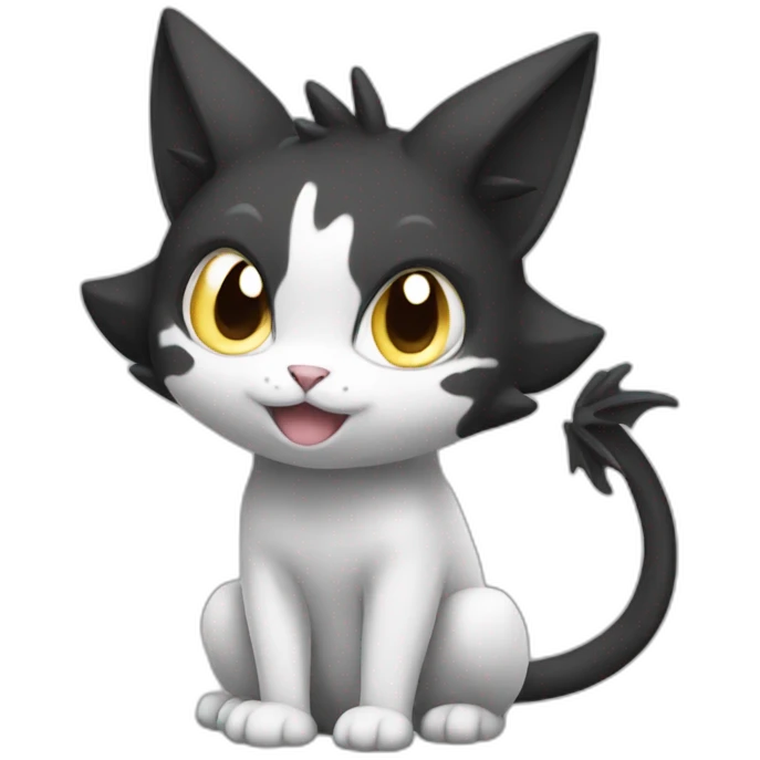 Sitting-Black-and-White-cat-dragon-type-pokemon emoji