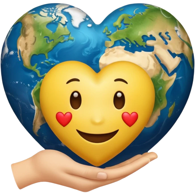 smiling face holding a heart-shaped Earth iOS style emoji emoji