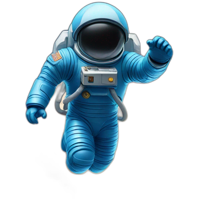 blue spaceman in a blue suit flying straight up into space emoji