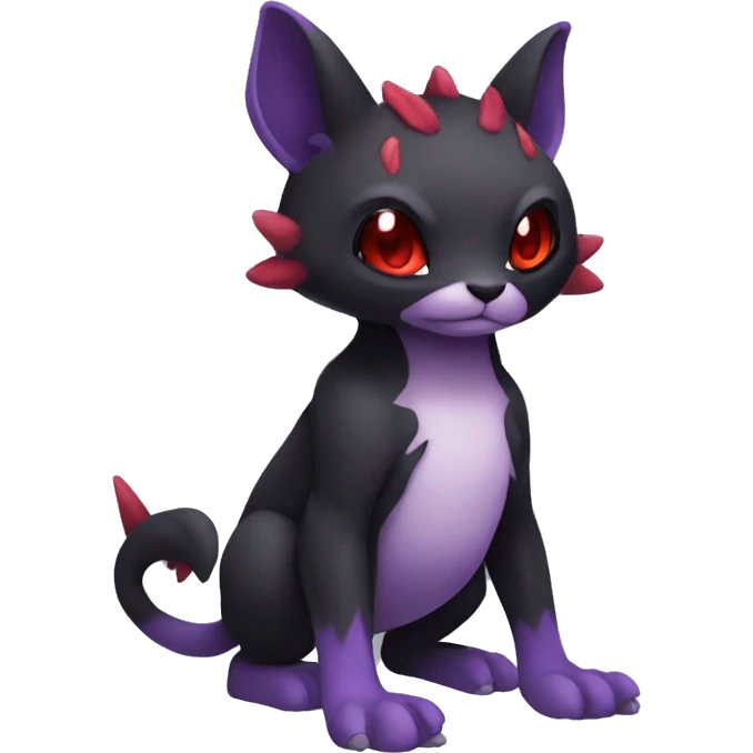 Cute cool dark black red purple animal hybrid Fakemon full body emoji