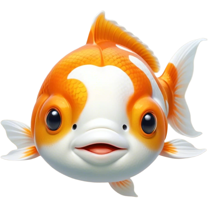 Meme-Worthy Cute Sleeping Orange and White Goldfish Portrait Emoji, Head resting peacefully with a contented smile, showcasing a streamlined, graceful body with a luxuriously soft blend of orange and white, eyes closed in a serene, floating nap, Simplified yet hilariously adorable features, highly detailed, glowing with a soft, drowsy light, high shine, relaxed and utterly lovable, stylized with an air of playful laziness, bright and heartwarming, soft glowing outline, capturing the essence of a comically sleepy goldfish, so meme-worthy it feels like it could instantly become the next viral sensation of adorable slumber! emoji