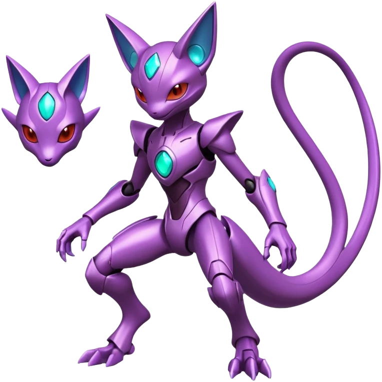 Futuristic armored cyber-Mewtwo-Sableye-Genesect-Deoxys-Espeon-alien-hybrid-fusion emoji