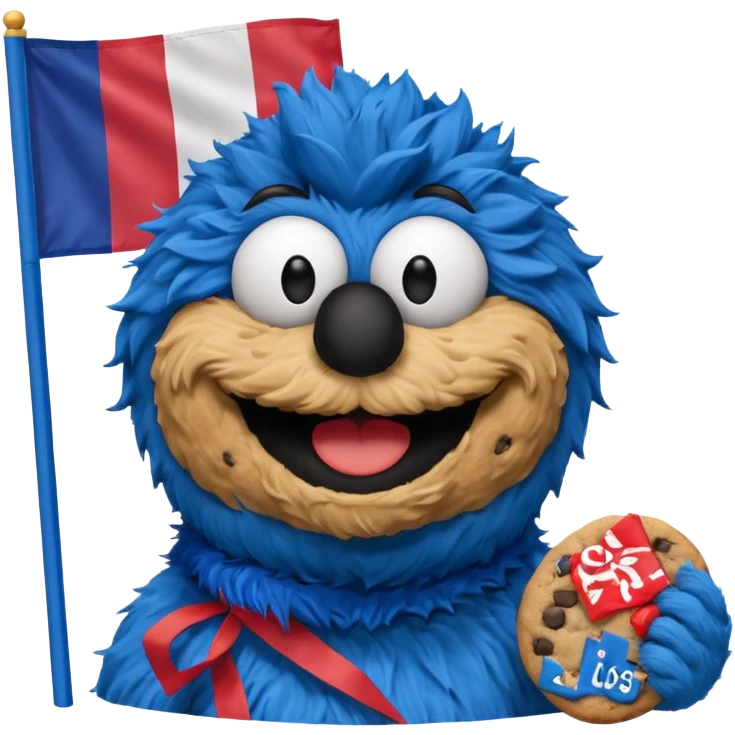 cookie monster bust, with french flag, only one flag,  emoji