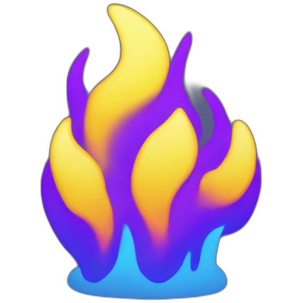 Generate an Fire icon using neon shades of blue, yellow and purple. it should be simple and minimalistic enough to remove the background emoji