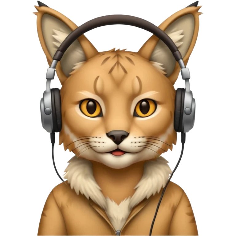 lynx with headphones listening to music emoji