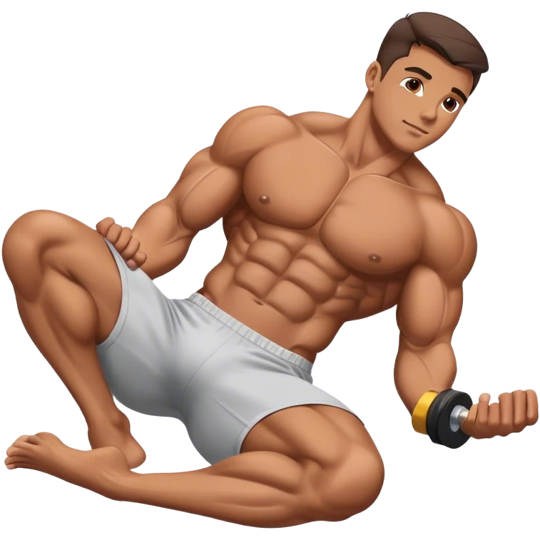 bodybuilder laying down abs exercise emoji