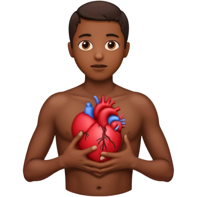 Holding heart out of chest brown skin person emoji