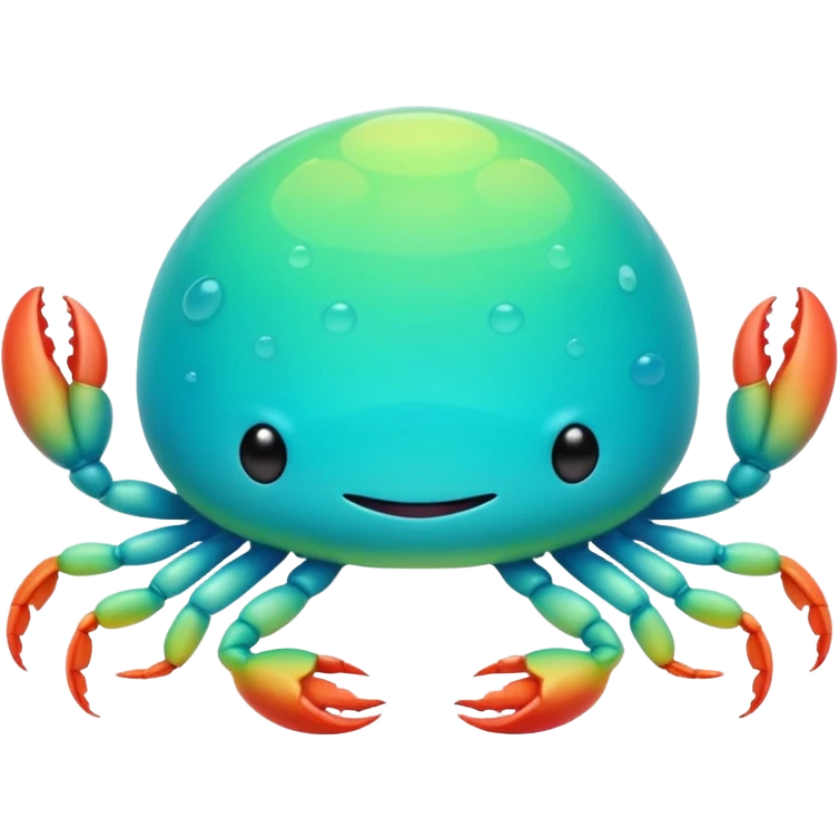 Neon glowing Cyan-lime-gradients jelly-prawn-crab-squid lamp satellite squishy squishmallow pillow with antennas and legs emoji