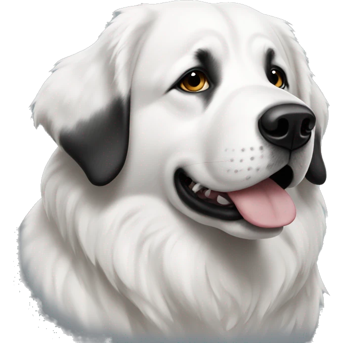 Great Pyrenees with black and white face emoji