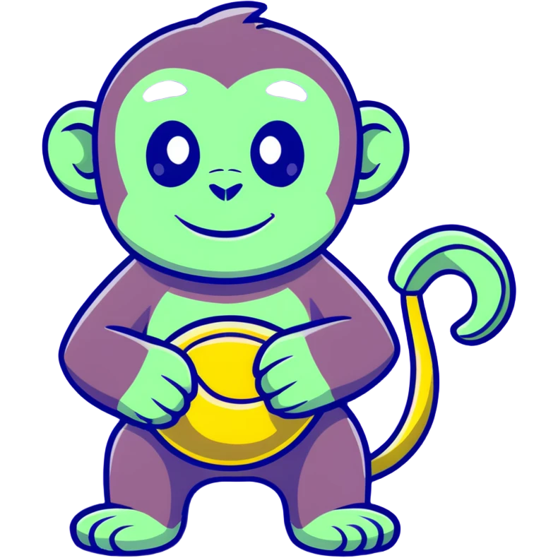 green chimpanzee with a banana body emoji
