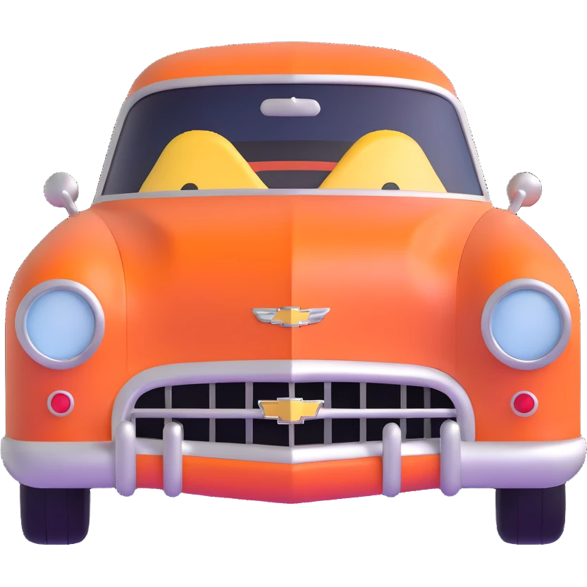 playful and cute body with the face of a Chevrolet car emoji